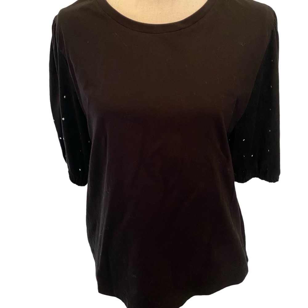 Zara tee with sueded puff sleeves